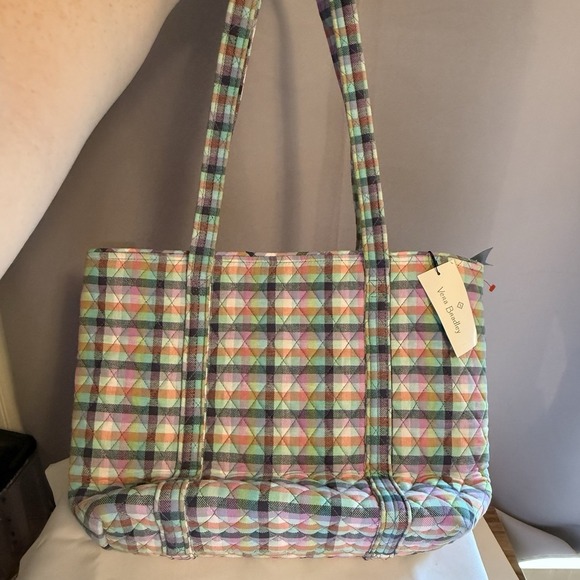 Vera Bradley Medium Tote Bag Purse Shoulder Bag in Gingham Plaid Pattern - Picture 1 of 13